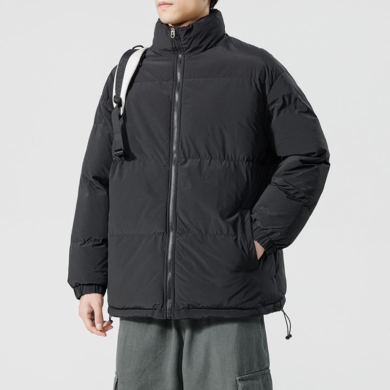 Winter New Solid Color Stand-up Collar Loose Thickened Bread Clothes Korean Version of Youth Casual Cotton Clothes Jacket