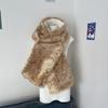 Adjustable Faux Fur Scarf Deer Print Ear Muffs New Plush Neck Warmer  Women