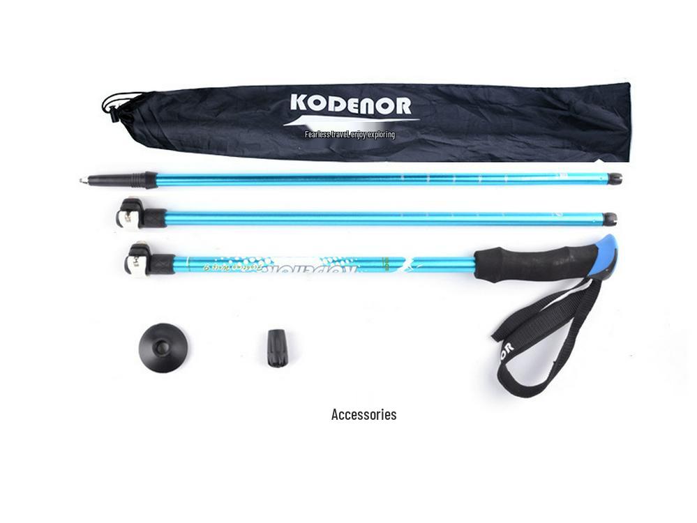 Baston de trekking telescopic din aliaj de aluminiu 7075 - Ușor, portabil, pliabil, blocare externă pentru drumeții, schi și alpinism.