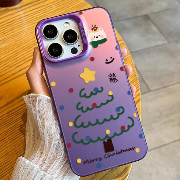 Applicable to Apple 11/11pro mobile phone case simple Xiaomi large hole colored silver Huawei autumn and winter mate line Christmas tree