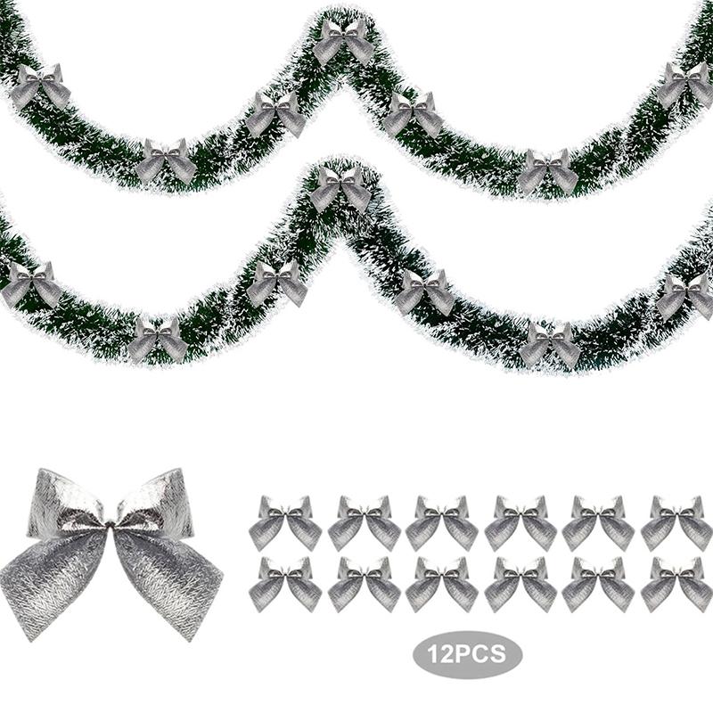 Christmas Garland Home Party Wall Door Decor Xmas Tree Ornaments Tinsel Strips With Bowknot Party