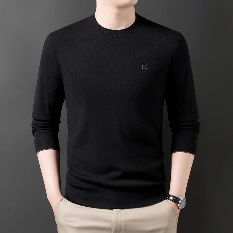2025 Men's Fashion High-End Jacquard Knit Sweater – Skin-Friendly & Warm Autumn/Winter Base Shirt