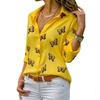 Cotton Butterfly Print Shirt With Spliced Design For Office Wear
