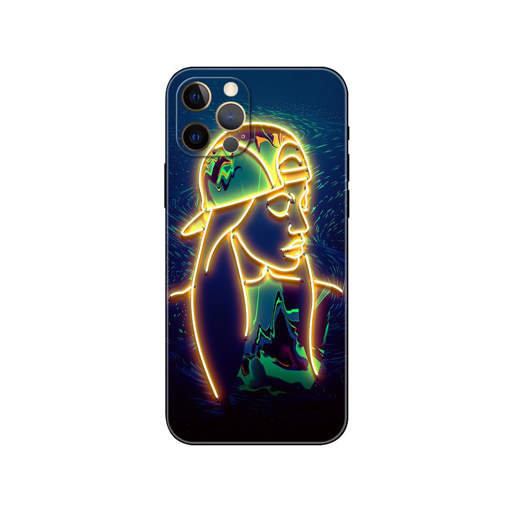 Handyhülle mit Neonmusterdruck für iPhone 5 5s 2020se 6 6s 7 8 plus x 10 XR XS 11 12 13 mini pro MAX schwarze TPU-Rückseite