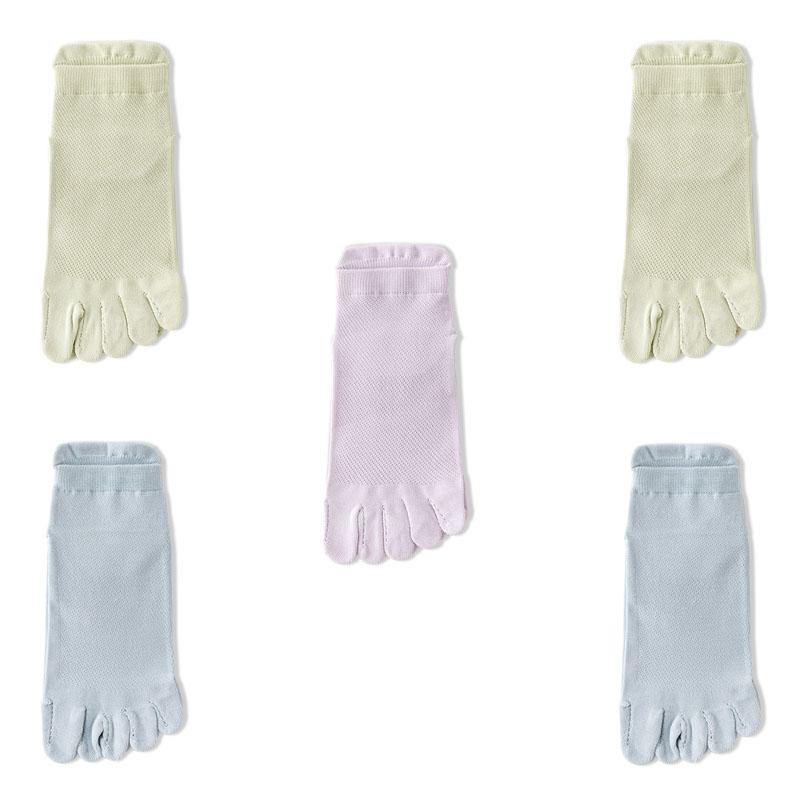 5 Pairs Spring Summer Women Socks Soft Mesh Breathable Cotton Sweat Absorbent Five Finger Socks Outdoor Sports Split Toe Socks