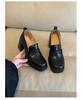 [Spot~~] Retro British style women's shoes high-heeled small leather shoes women's platform one-pedal loafers thick-heeled single shoes