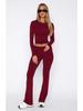 2024 Euro-American Women's Fashion Long Sleeve Pullover & Slim Fit Flared Pants Set