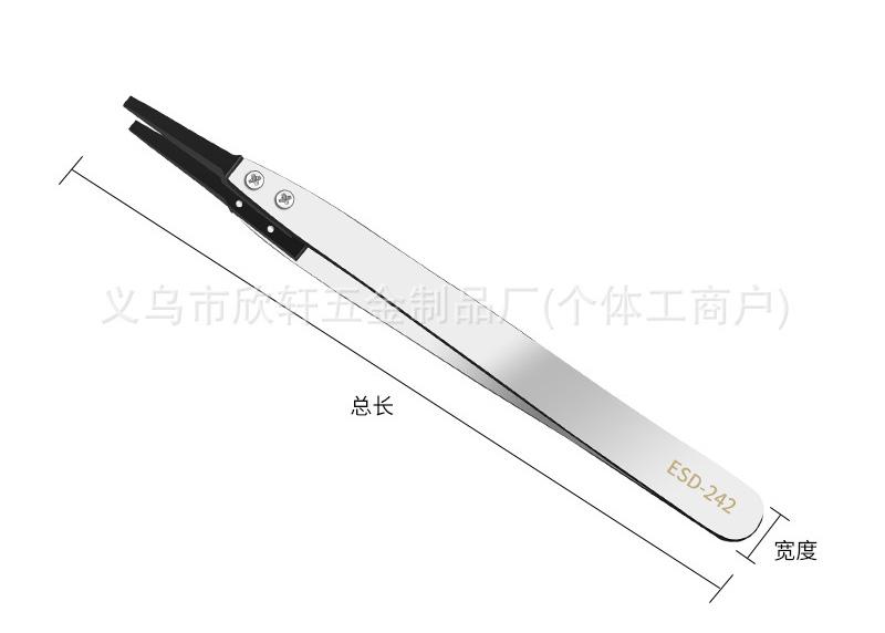 1pcs ESD Safe Precision Tweezers Anti Static Tips with Heavy Duty Metal for Electronics Jewelry Repair Stainless Steel Tweezers