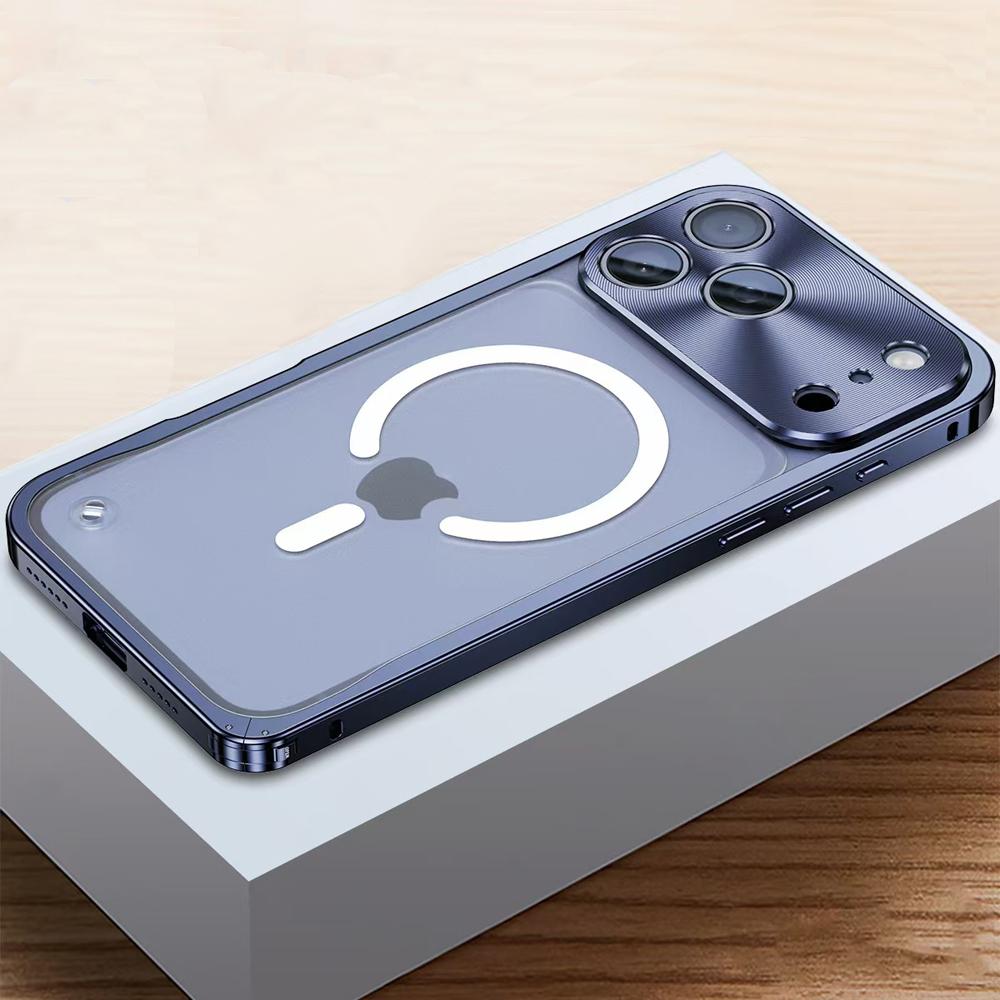 Luxury Metal Magnetic Phone Case For iPhone 17 16 15 14 13 12 Pro Max For Magsafe Wireless Charging Full Lens Protection Shockproof Cover