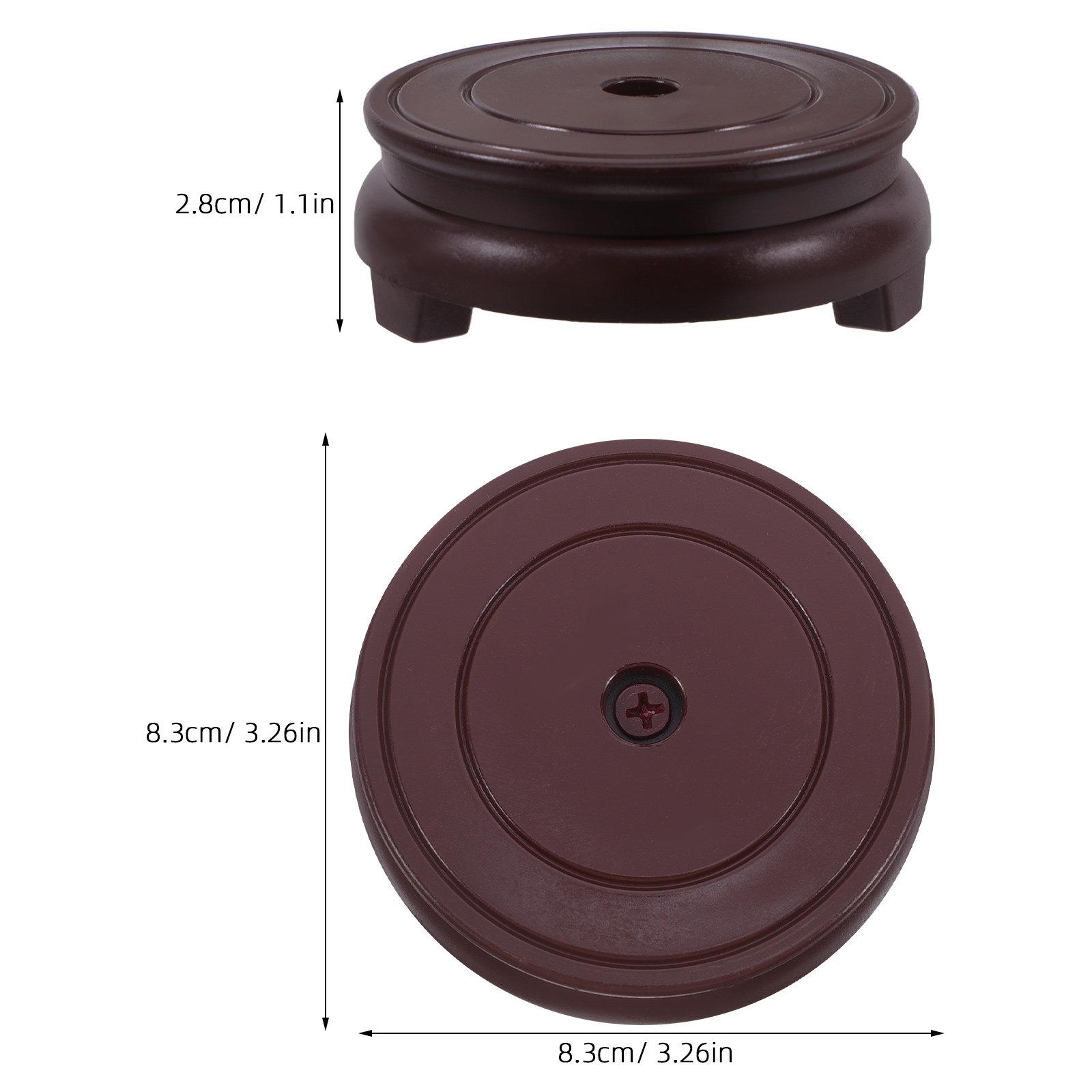 Round Faux Wood Resin Display Stand Base for Flower Pots Fishbowls Crystals Quartz Orbs Buddha Figurines Indoor Decor 8Cm Red 8.3X8.3X2.8CM