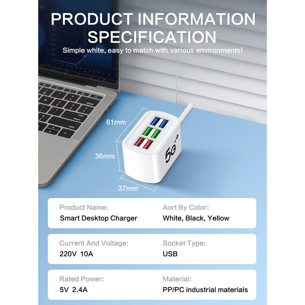 USB Ladegerät 6 Port Steckdosenleiste Universal Elektrische Steckdose EU/US Stecker Handy Ladegerät Adapter Multifunktions Verlängerungskabel Steckdose