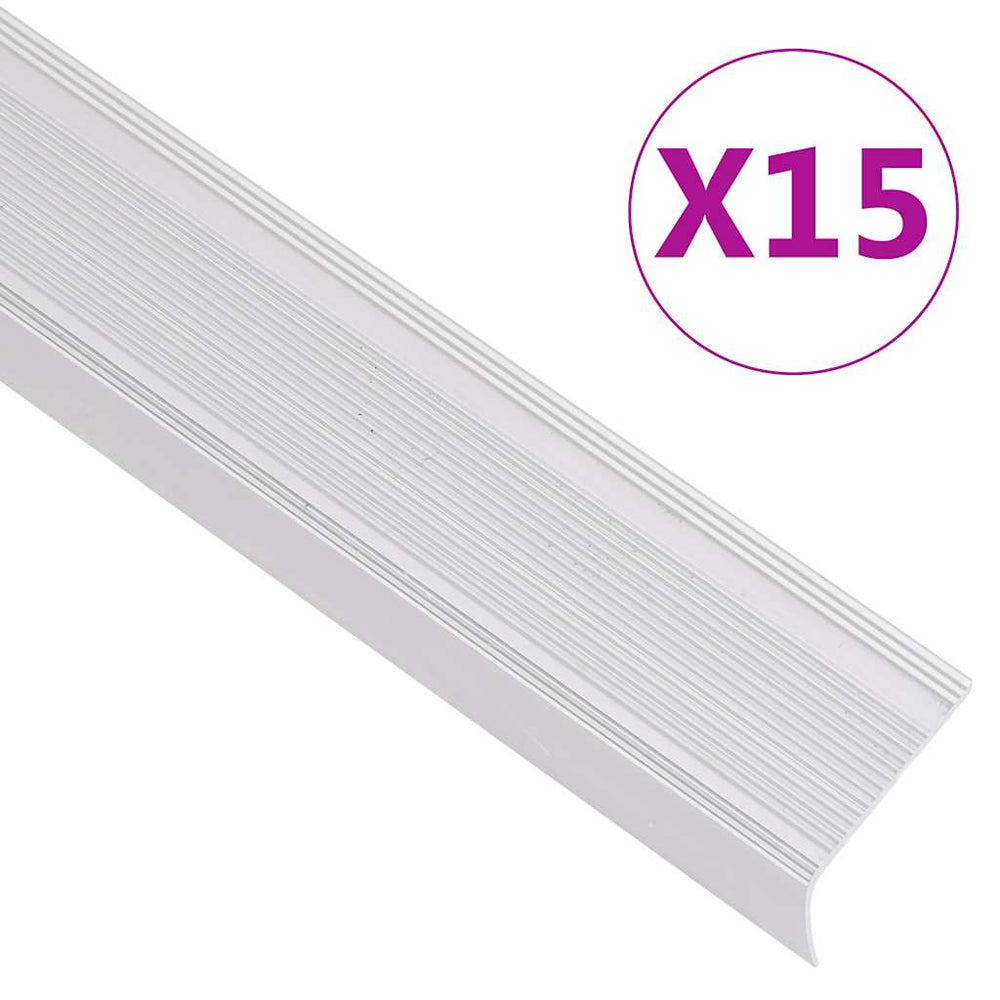 Nez de marche forme en L 15 pcs aluminium 100 cm argenté
