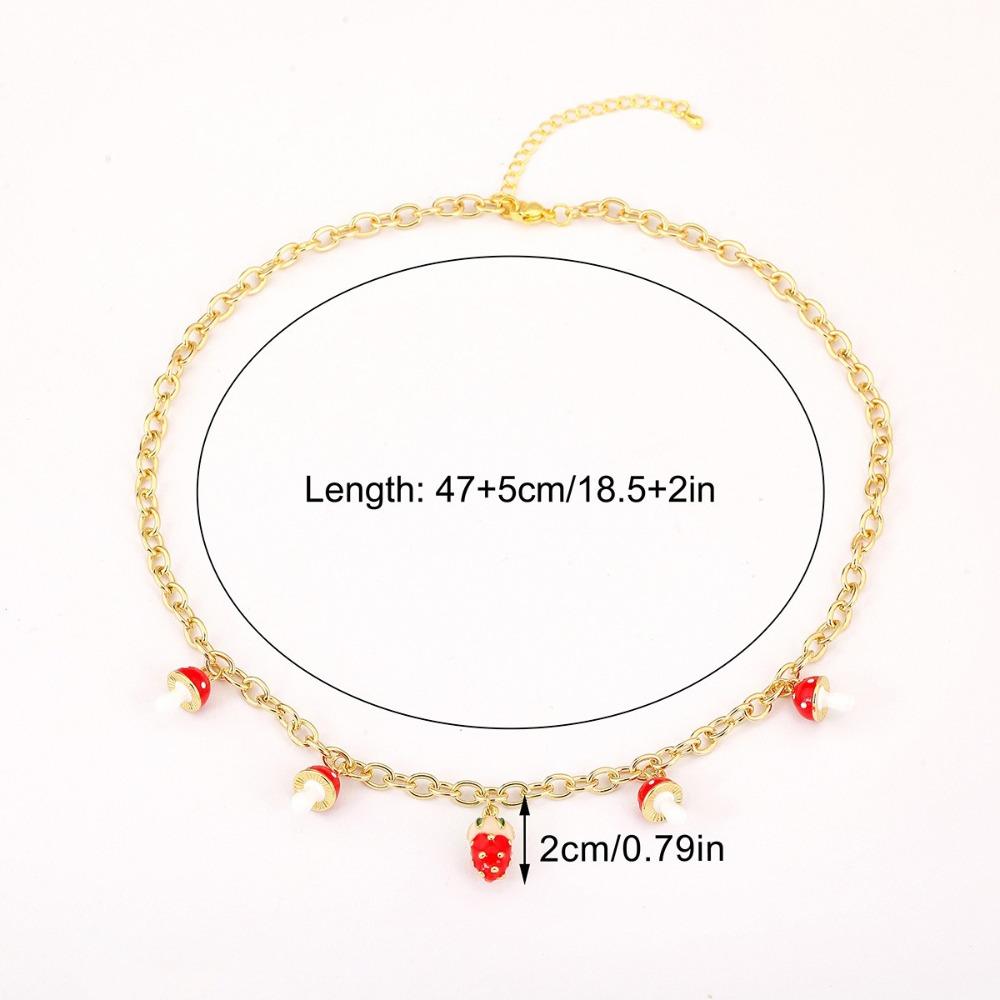 New Copper Zircon Mushroom Pendant Mushroom Shape Red Strawberry Sweet Gold Plated Strawberry For Women