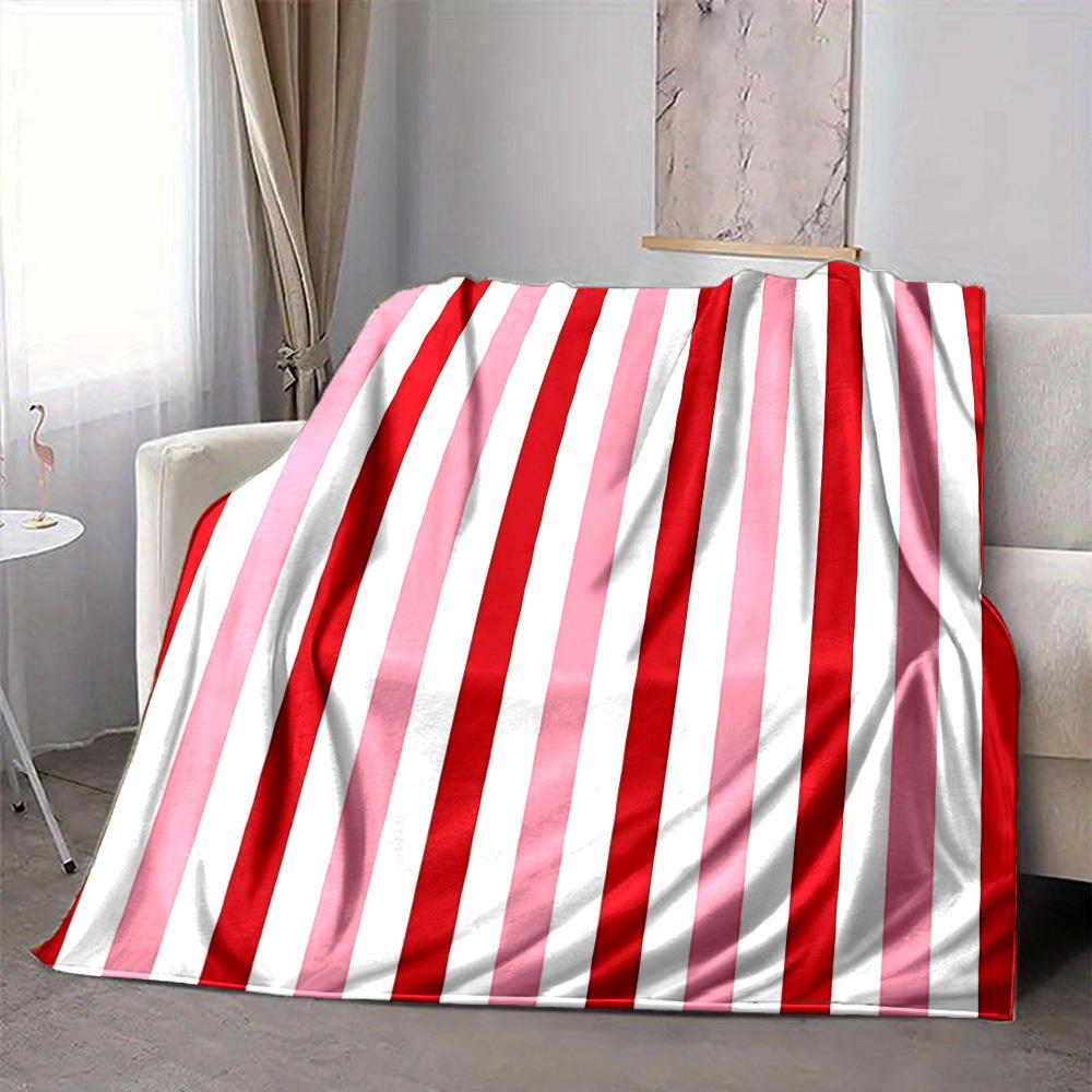 1pc Red Stripes Blanket Warm, Cozy, And Soft, Suitable for Sofas, Beds, Cars, And Office Use.Perfect for Camping And Travel, Making It a Great Gift fo