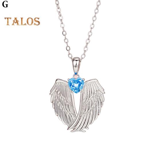 Angel Wings Necklace Rhinestone Hug Guardian Wings Pendant Necklace Zircon Birthstone Jewelry Gift for Her