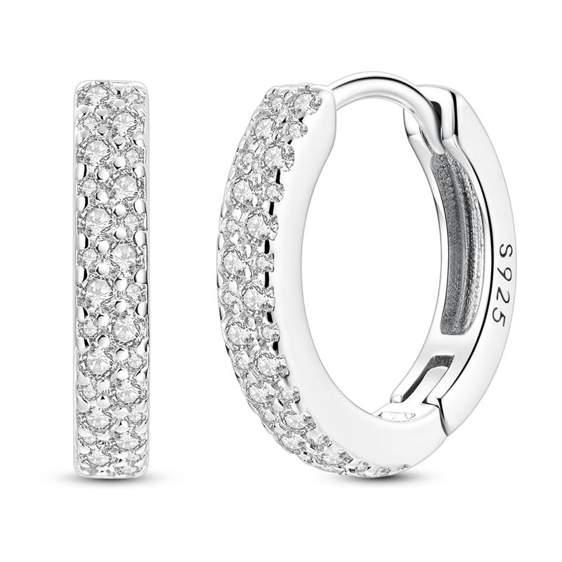 Original 925 Silver Earrings Sparkling Minimalist Heart Hoop Earrings For Women Female Party Fine Earring Jewelry Gifts