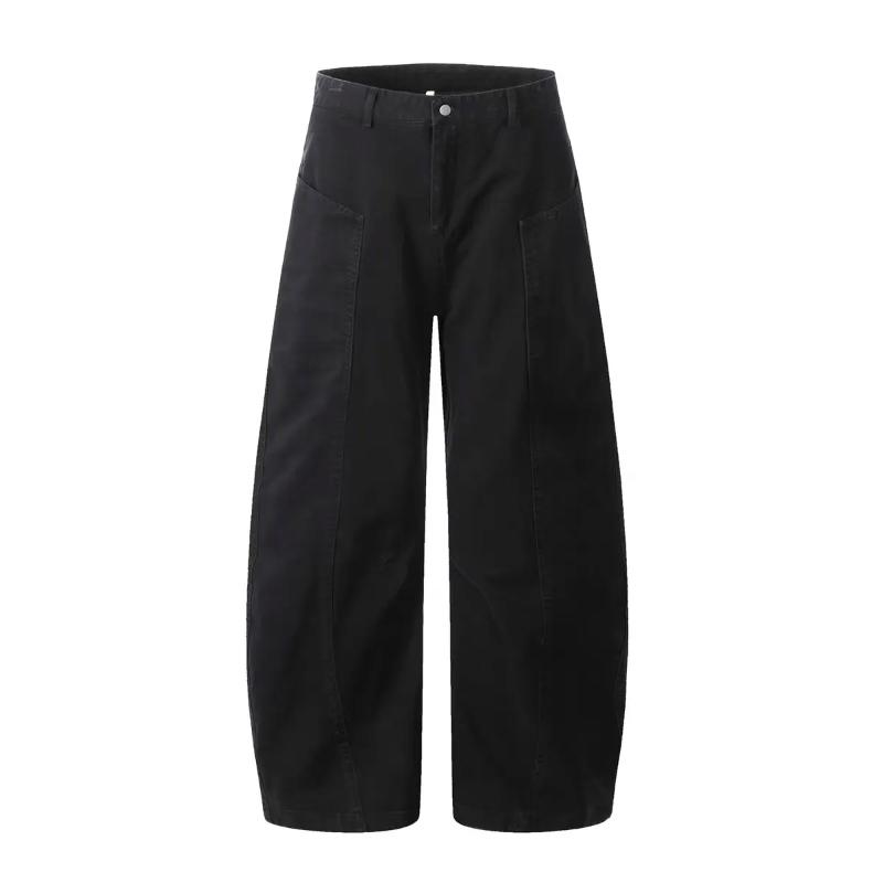 Stylish American Wide Leg Casual Pants Spring Autumn New Loose Solid Color Men's Clothing Safari Style Spliced Straight Trousers