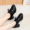 Mode Bequeme Weiche Lederschuhe Damen Plateau Pumps 2024 Frühling Schnürschuhe Block Mittelhohe Absätze Schuhe Oxfords Für Büro Mutter Arbeit