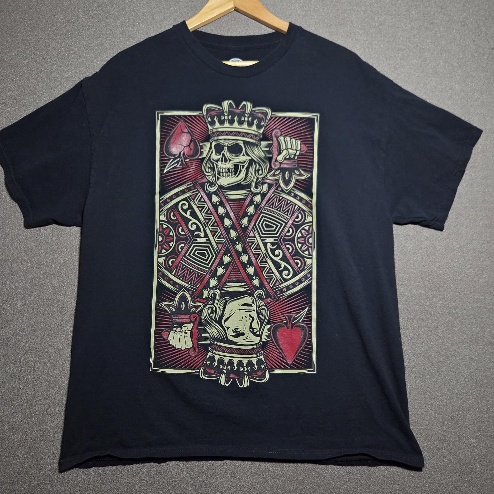 DOM King of Spades Skull Graphic Tee Men s Size XL Black Playing Card T Shirt S