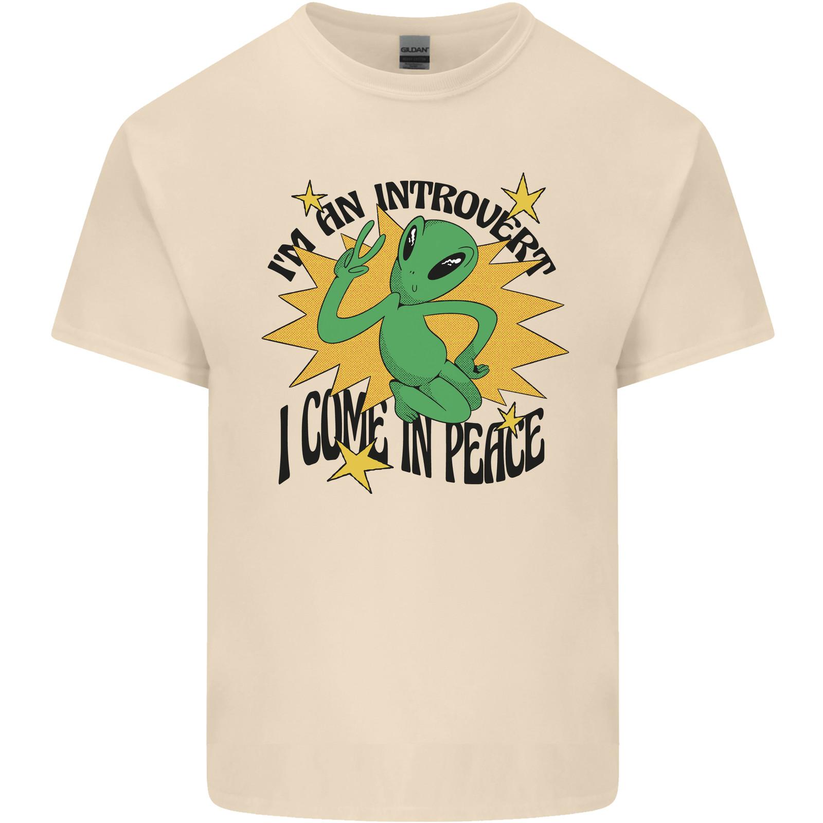 Alien Introvert I Come in Peace Funny UFO Mens Light Cotton T-Shirt Mens Womens Tees Top L