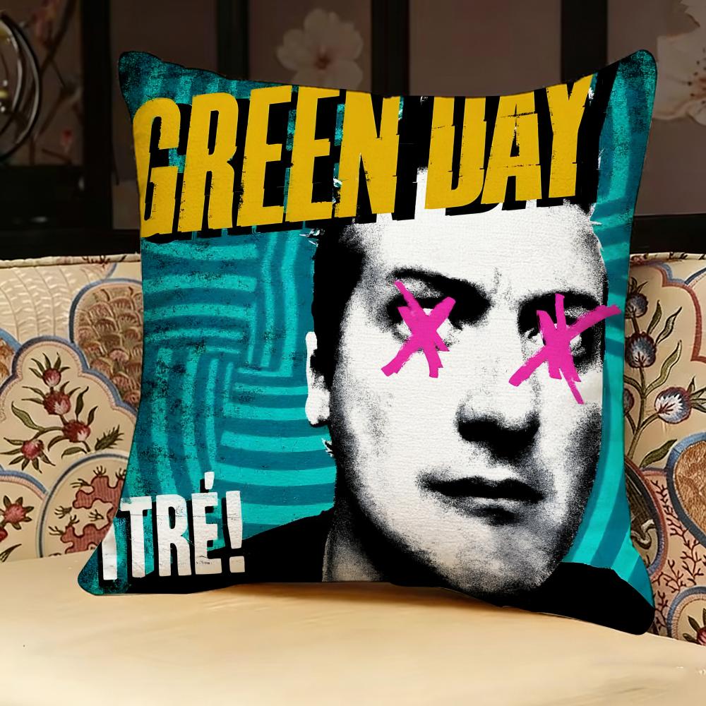 

GGreen ROCK Day BAND Pillow Case Pillowcase Doublesided Printed Sofa Cushion Bedroom Headboard Pillow 30X30cm