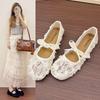 2025 NEW Simple High-quality Elegant Breathable Lace Flat Women's Summer New Fashionable Casual Low Heel Rubber