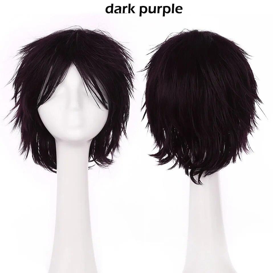 S-noilite Synthetic Short Wig Blue Brown Black Women Men Cosplay Costume Party Head Wigs Hair