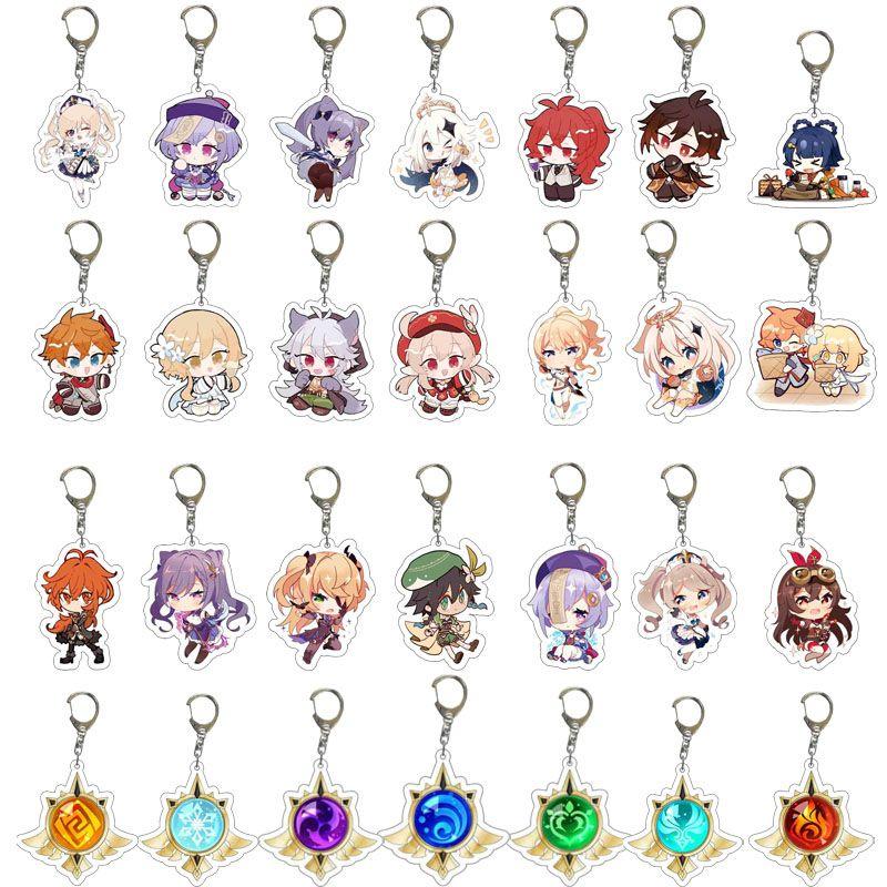 Key Acrylic Chain Key Chain Venti Klee Barbara Diluc Key Ring Pouch Pendant