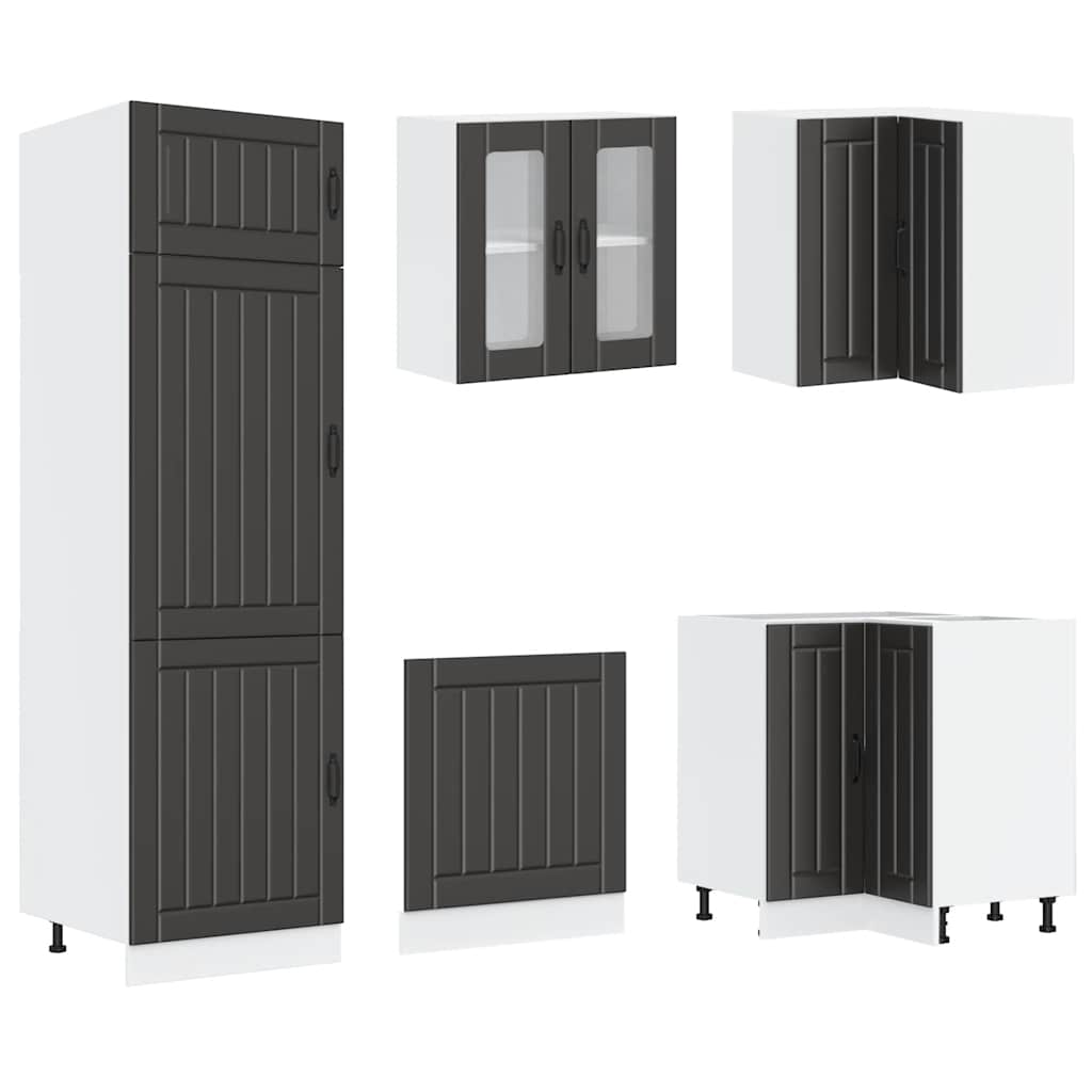 14 Piece Kitchen Cabinet Set Lucca Black Wood Based Material