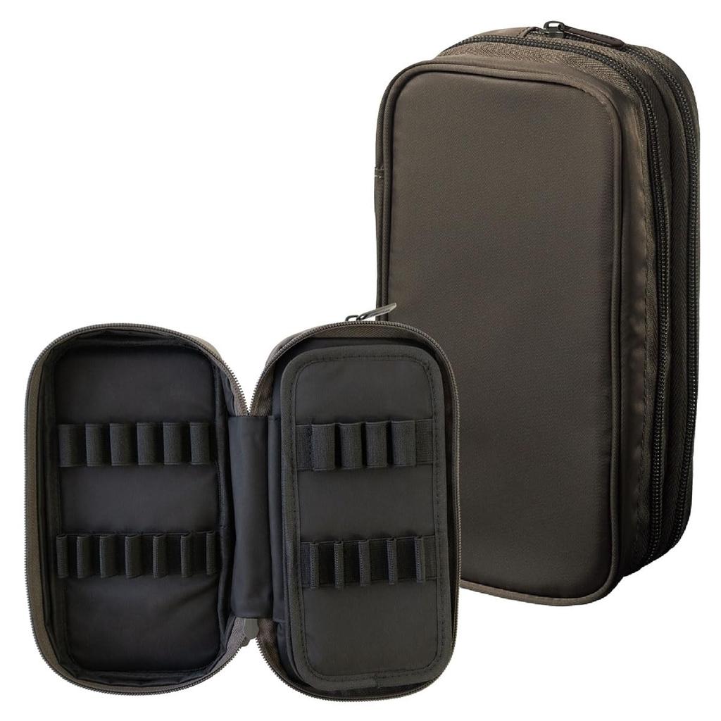 LIHIT LAB XCOA Spread Double Pen Ash Case, Brown, A3801-9