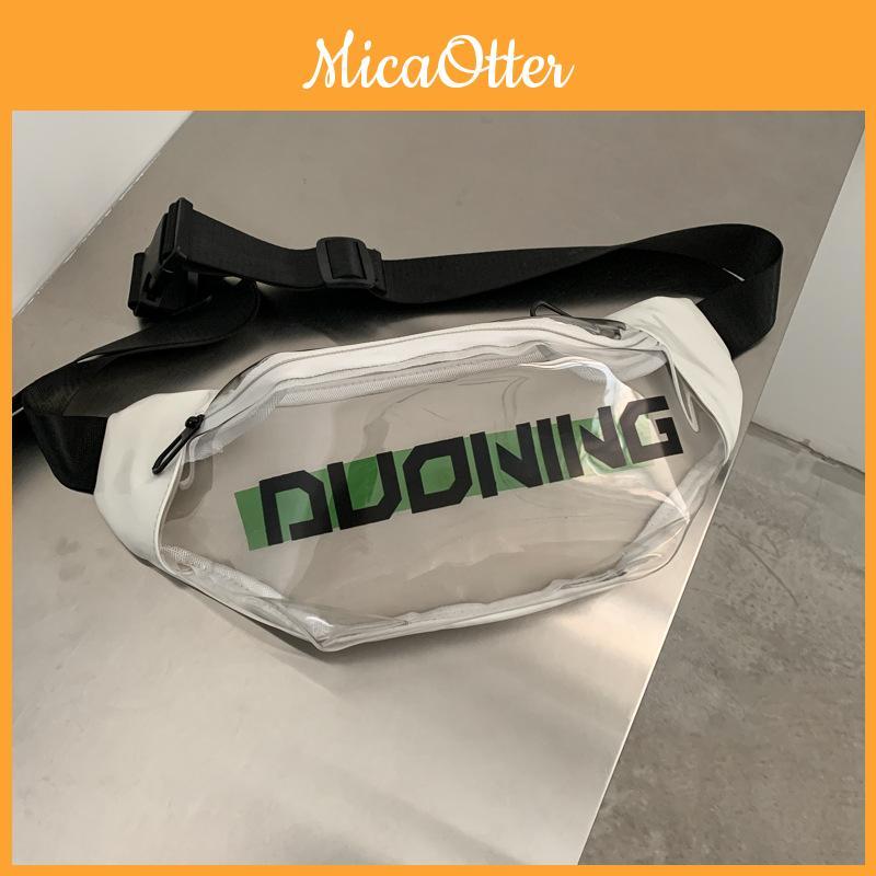 Pvc Transparent Shoulder Bag For Women With Letter Design And Zipper Closure