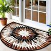 Geometric Patchwork Semicircular Door Mat Vintage Half Round Non-Slip Welcome Floor Rug for Home Entrance Porch Decor