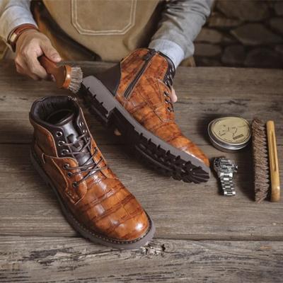 Luxury Chelsea Men's Ankle Boots Designer Retro Leahter Shoes for Men Non-Slip Work Boots Botas
