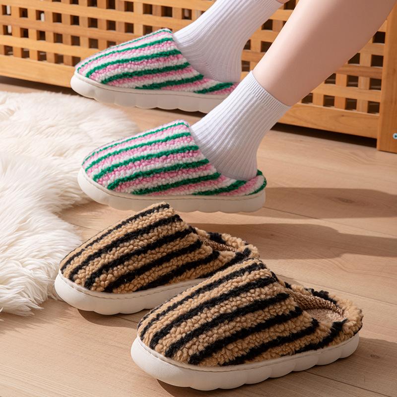 Colored hemp cotton shoes autumn and winter indoor home warm and comfortable plush household cotton slippers