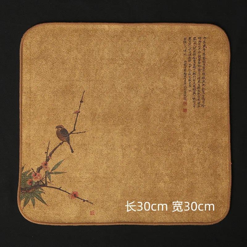 Painted Tea Cloth Tea Towel High-Grade Tea Towel Cloth Tablecloth Absorbent Tea Set Thickened Cotton and Linen Rag Kettle Mat