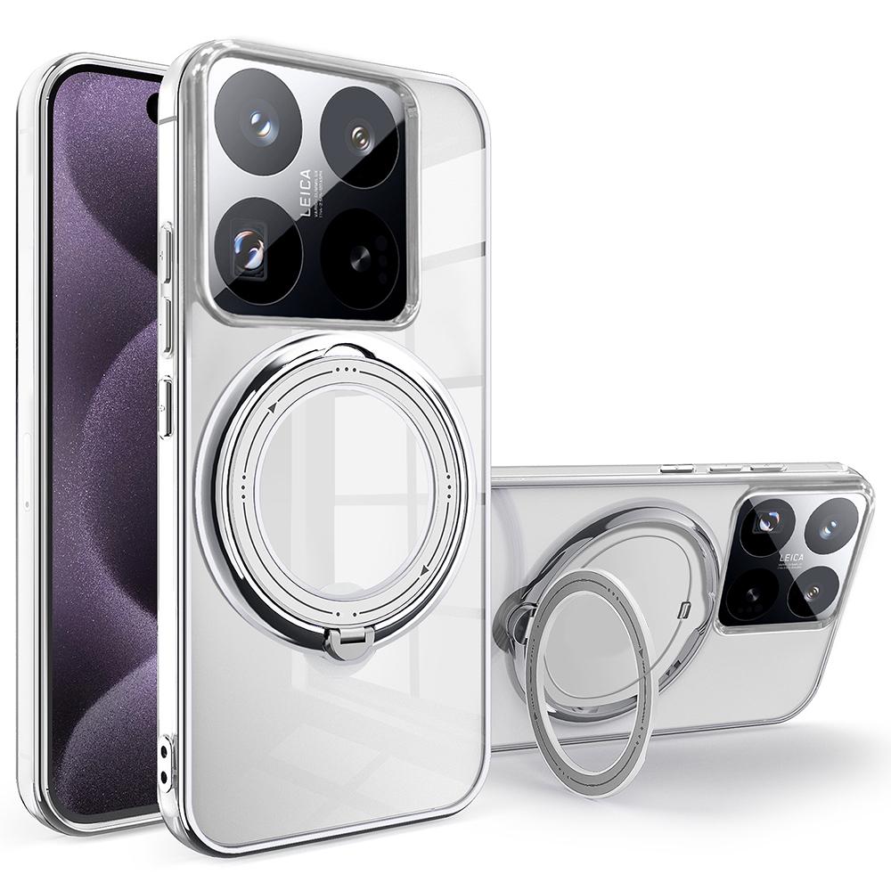 

For Xiaomi 14T Case Magnetic Kickstand PC+TPU Phone Cover Silver