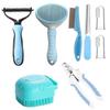 10-piece Cat and Dog Brush Beauty Set, Self-cleaning Rake Brush, Nail Clipper, Flea Comb, Bath Brush, Finger Cots