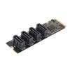 M.2 NVME To SATA Adapter Card Drive Free Plug and Play M2 KEYM NVME PCIE To 4 Port SATA3.0 Expansion Card