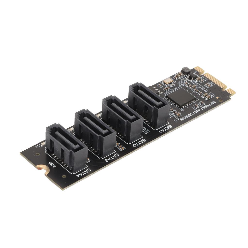 M.2 NVME To SATA Adapter Card Drive Free Plug and Play M2 KEYM NVME PCIE To 4 Port SATA3.0 Expansion Card