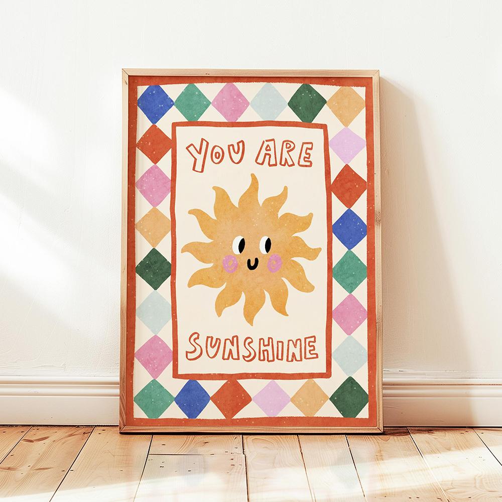 Shooting Heart Print Colorful Star Rainbow Kids Playroom Poster Nursery Toddler Wall Decor Sunshine Quotes Canvas Pictures
