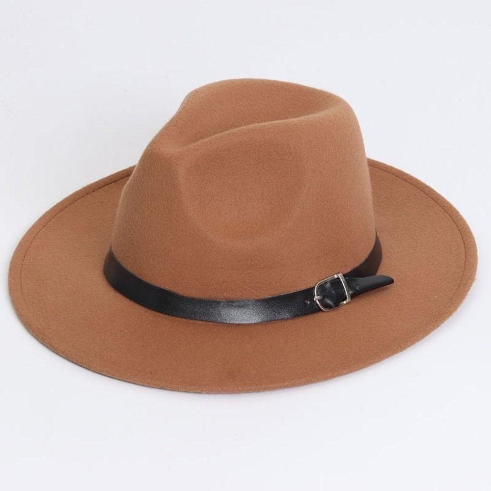 Soft Felt Jazz Cap Wide Brim British Style Felt Hat Vintage Classic Cowboy Hat Dress Dance Party