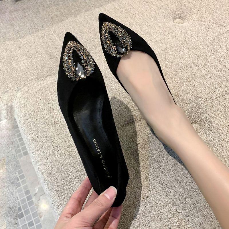 Fashion Green Pointed Toe Low Heel Elegant Shoes for Woman 2024 Black Moccasins Women's Summer Footwear Normal Leather Casual Chic Point