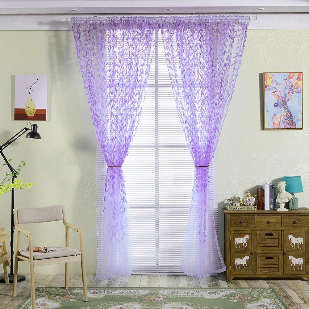Sheer Window Rod Pocket Curtain Bedroom Balcony Drape Curtain Window Treatment(Purple)