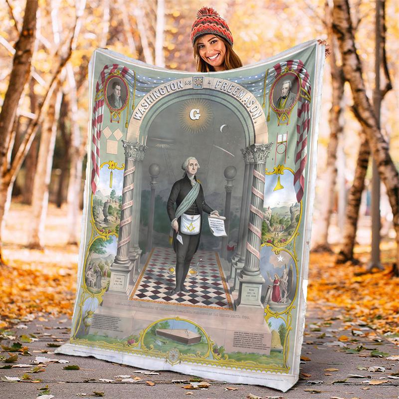 1PC The Square-of Freemasonry Printed Blanket, Al Season Lightweighsonry Blanket Home Office Outdoor Nap Multifuncsonry Blanketional Blanket