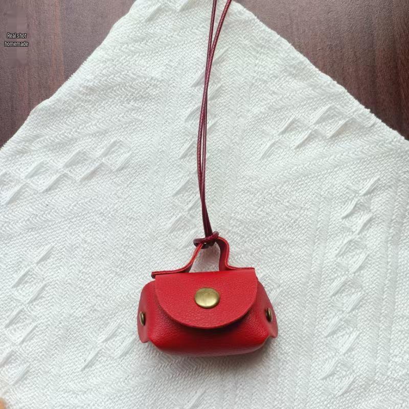 Small Leather Coin Purse Necklace: Cute Pendant Accessory with Long Rope