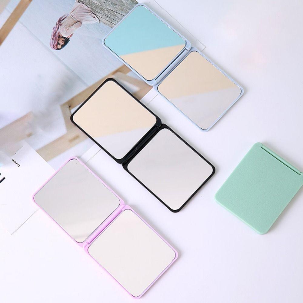 Mini Double-sided Flip Mirror High Definition Pocket Cosmetic Mirror Folding Square Mirror  Study