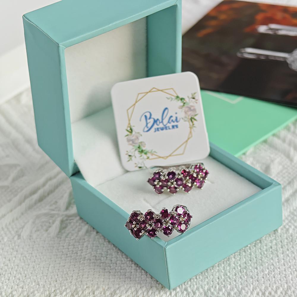 Cercei cu închizătoare pentru femei, lux ușor, Granat Rodolit rotund natural 3,0 mm, argint sterling 925, bijuterii fine pentru petrecere, banchet