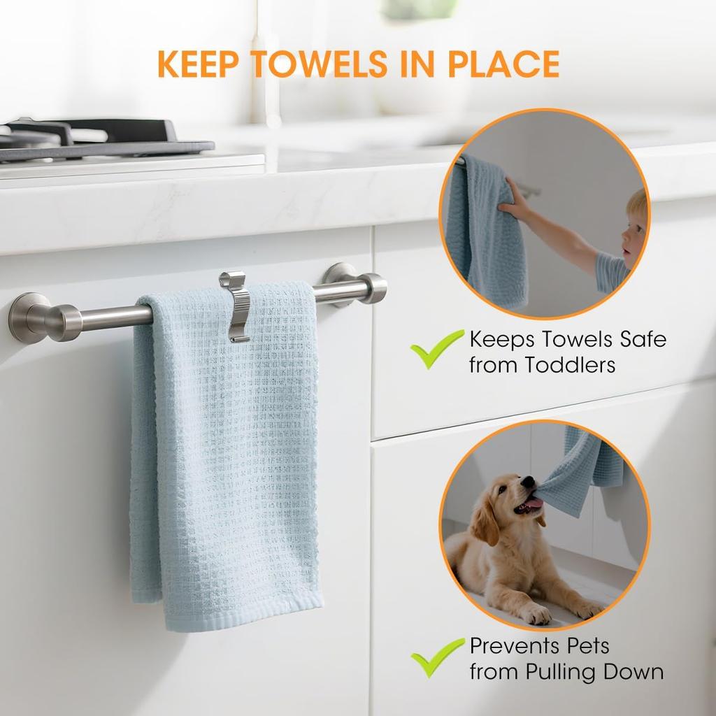 Aieve 4 Pcs Stainless Steel Towel Clips,Hand Towel Clips for Kitchen or Bathroom, Towel Holder Clips for Towel Rack,Oven Handle, Dishwasher, Stove