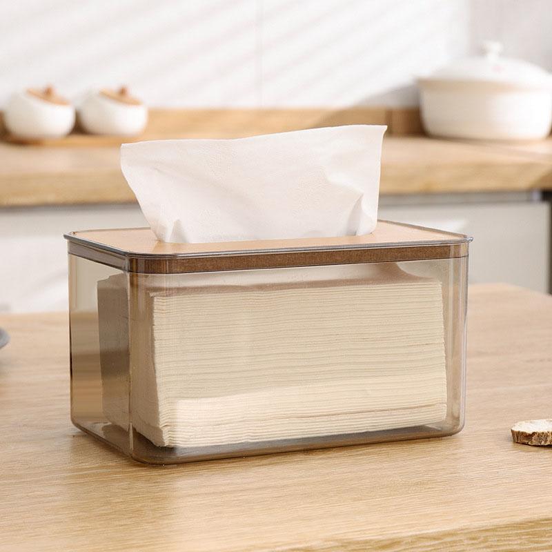 Decorative Tissue Box Cover, Transparent Grey Tissue Holder for Home and Office, Multifunctional Storage Box, Simple Tissue Box