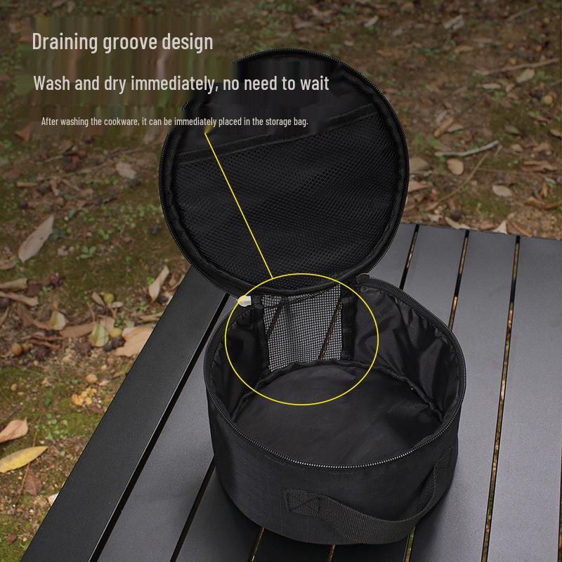Portable Camping Cookware Set with Tableware Storage Bag